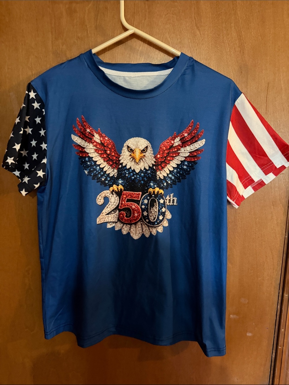 Women’s Blue Patriotic Eagle Graphic Short Sleeve Tee